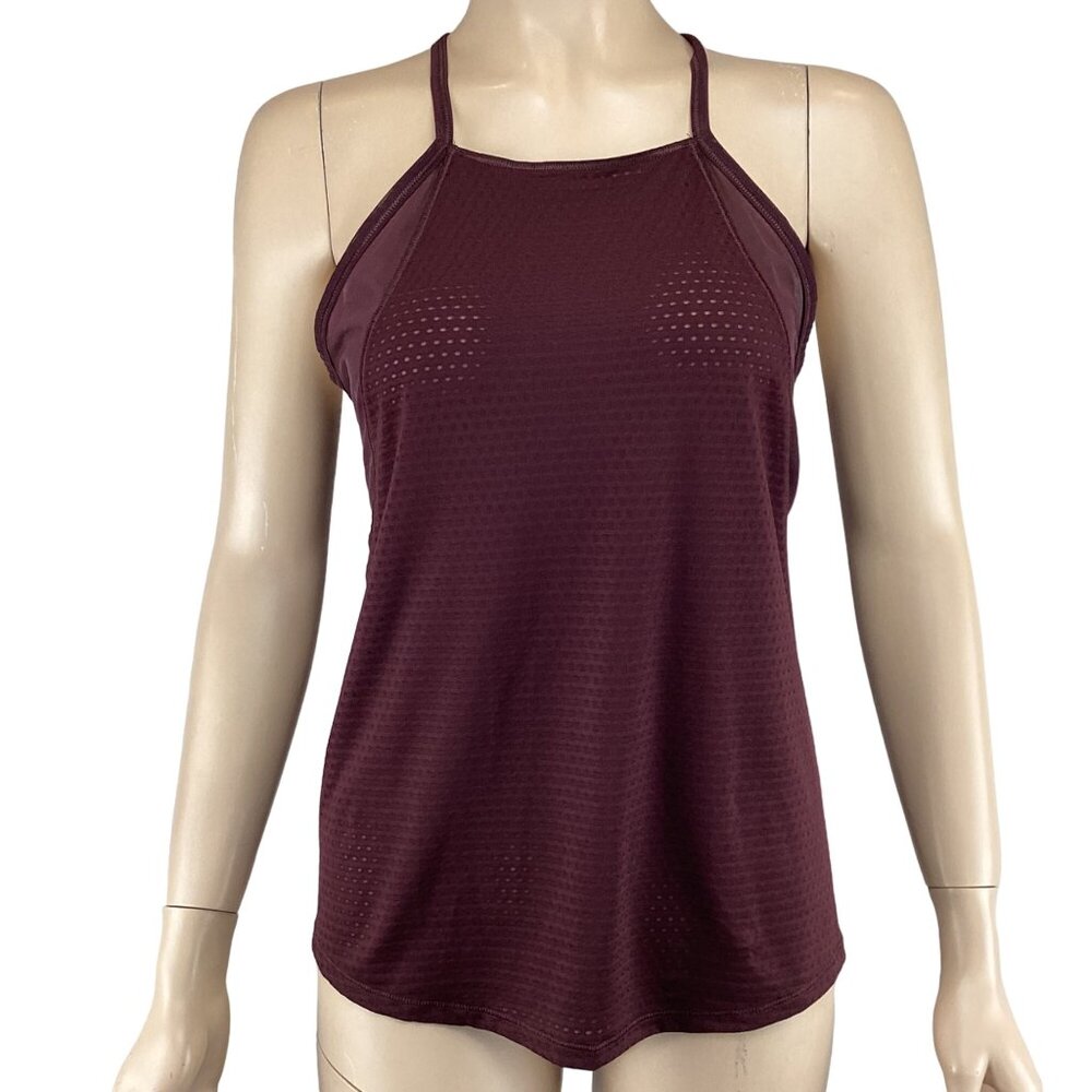 Athleta Tank Top Size XXS Burgundy Mesh Halter Athletic‎ Maroon Razorback